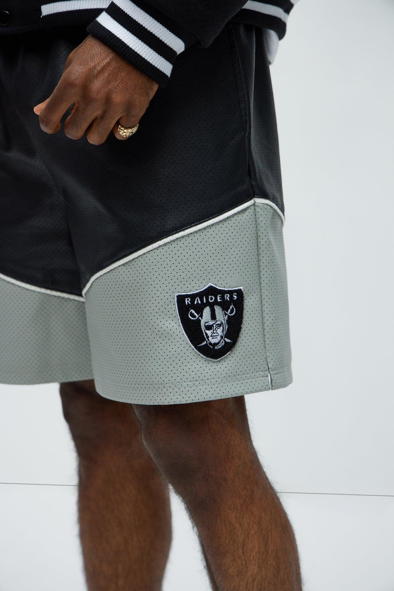 Raiders Up And Down The Court Faux Leather Shorts - Black Product Image