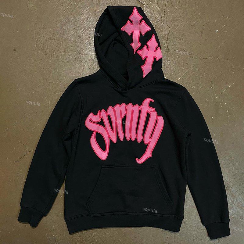 Cross Letter Graphic Print Pullover Hoodie Product Image
