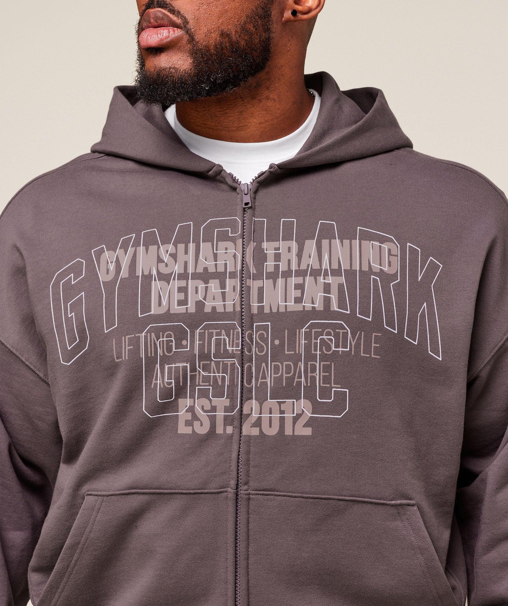 Gymshark Authentic Apparel Zip Up Hoodie - Brushed Purple Male Product Image