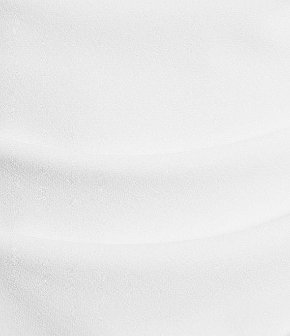 Belle by Badgley Mischka Daphne Stretch Crepe Halter Neck Sleeveless Asymmetrical Hem Side Drape Dress Product Image