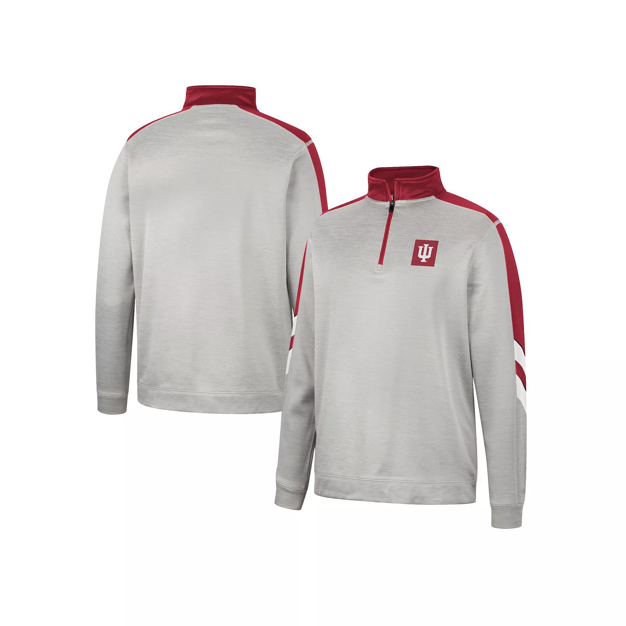 Men's Colosseum Gray/Scarlet Ohio State Buckeyes Bushwood Fleece Quarter-Zip Jacket,  Product Image