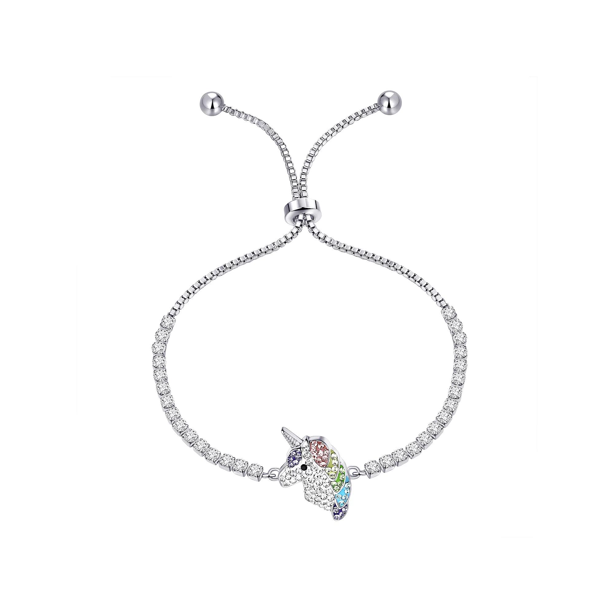 Crystal Collective Fine Silver Plated Crystal Unicorn Head Adjustable Bracelet, Women's,  Product Image