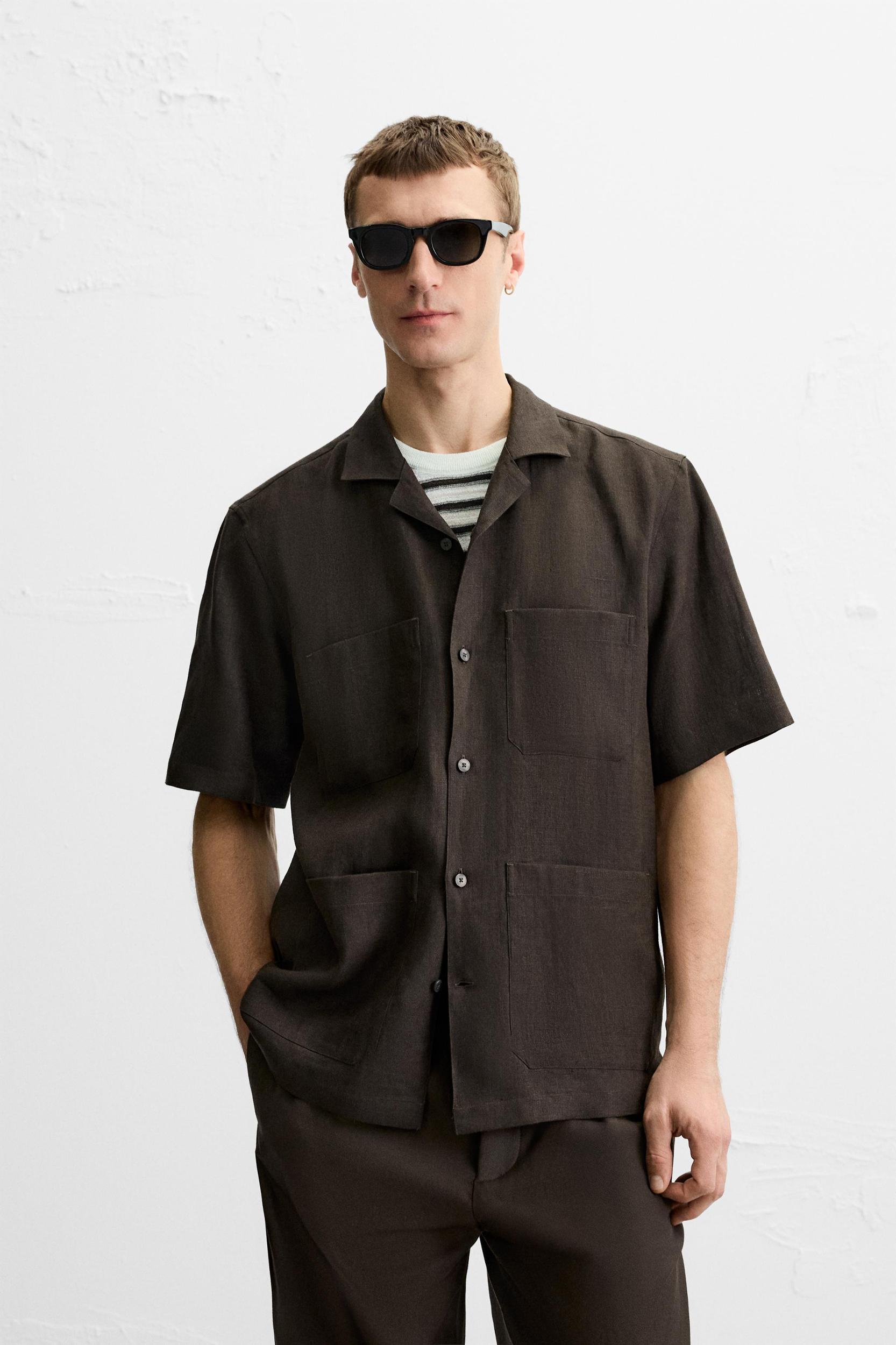 100% LINEN SHIRT WITH POCKETS Product Image