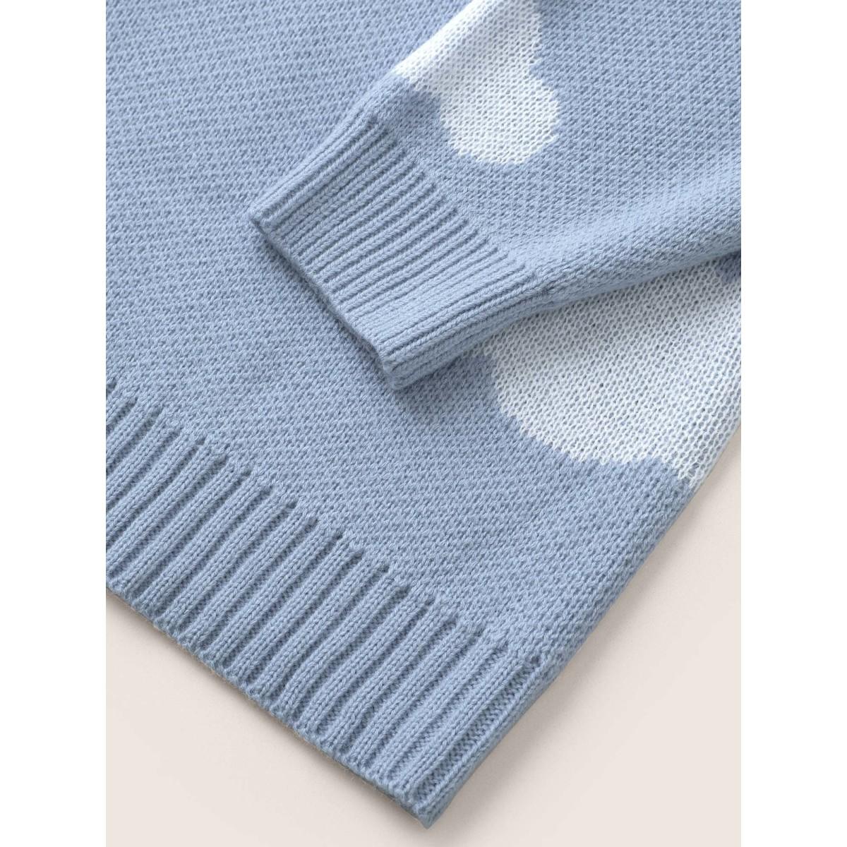 Plus Size Blue Sky White Clouds V Neck Pullover Stone Women Casual Long Sleeve V-neck Everyday Pullovers BloomChic 30/6X Product Image