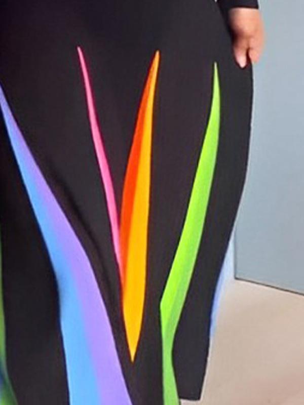 Long Sleeves Skinny Buttoned Printed Lapel Maxi Dresses Product Image