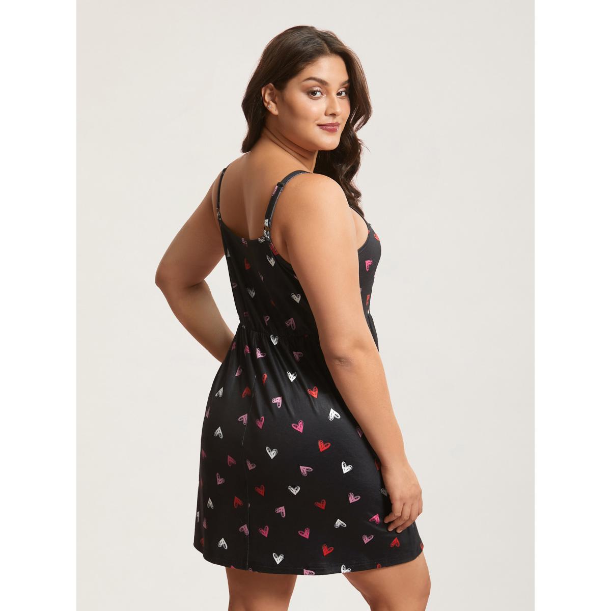 Plus Size Multi-Color Lace Trim Stitch Lounge Dress Women Black Lounge Woven ribbon&lace trim Deep V-neck Loungewear BloomChic 26/4X Product Image