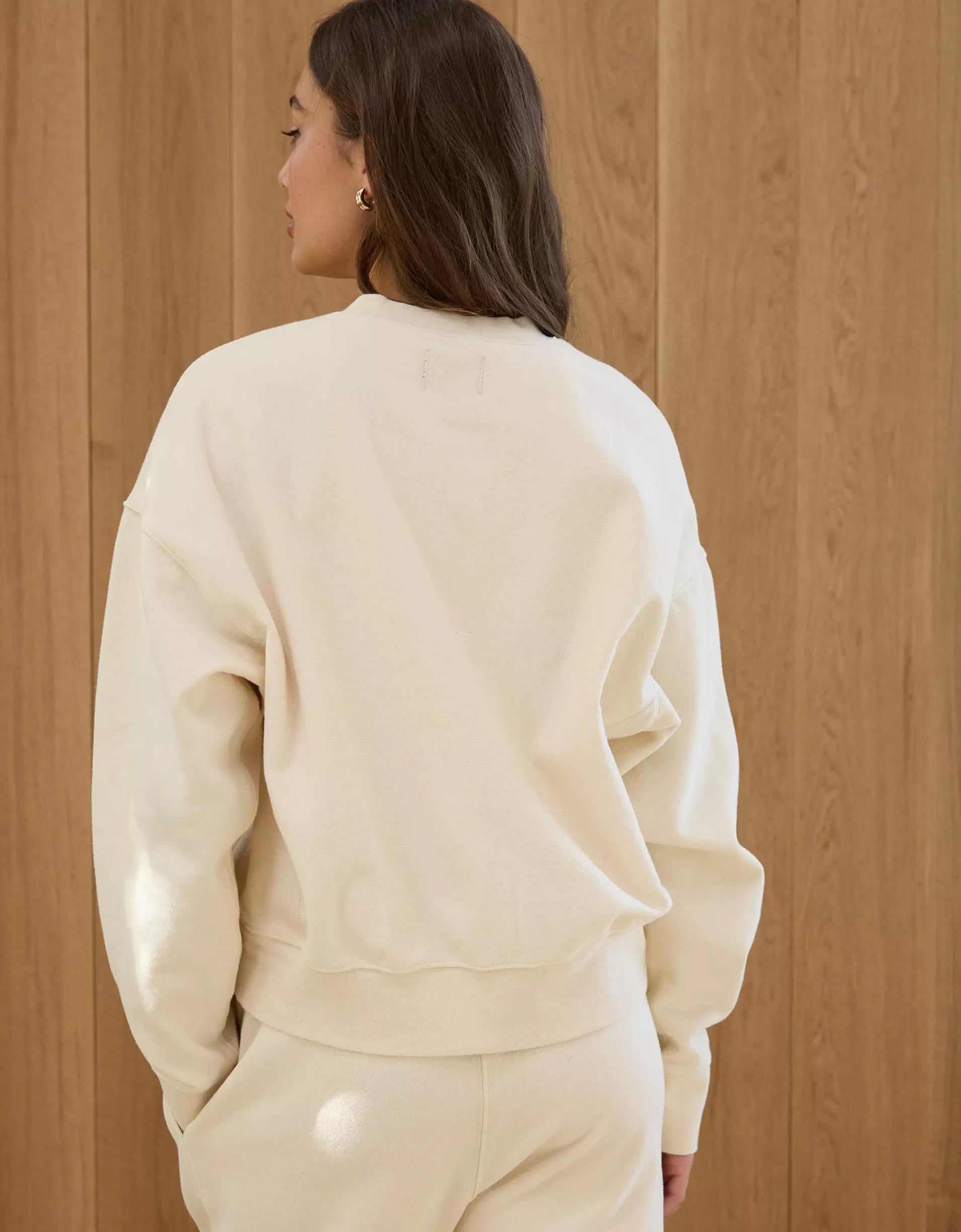 AE77 Premium Fleece Cropped Crew Neck Sweatshirt Product Image