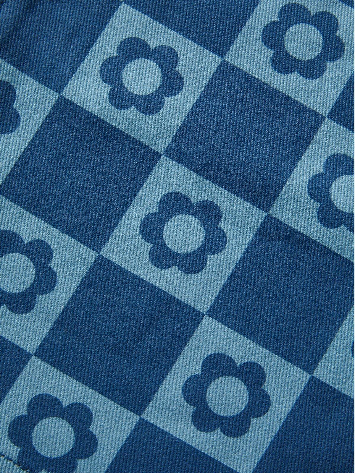 Checkered Print High Waist Slim Jeans Product Image