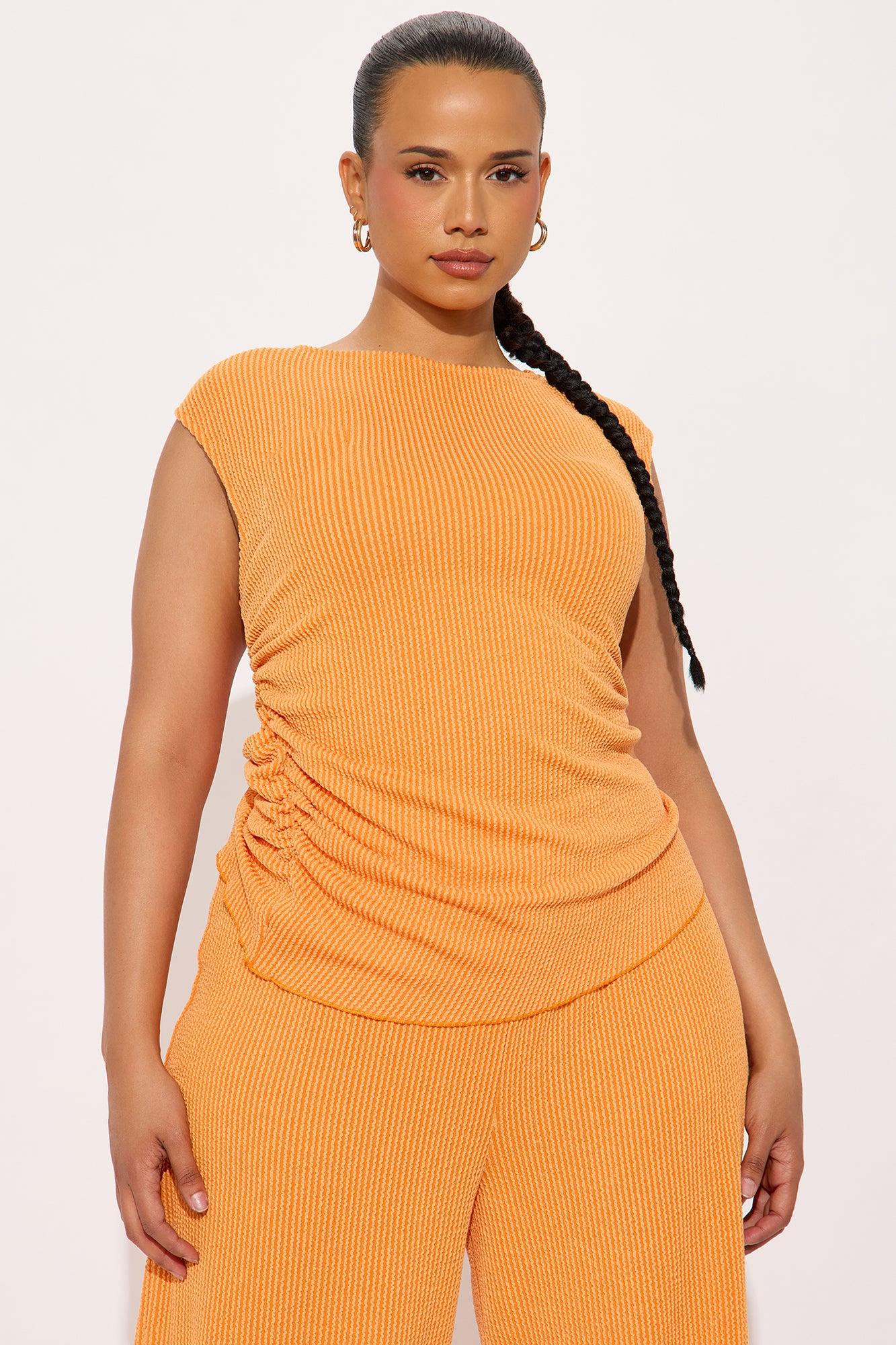 Amaya Ribbed Pant Set - Orange Female Product Image