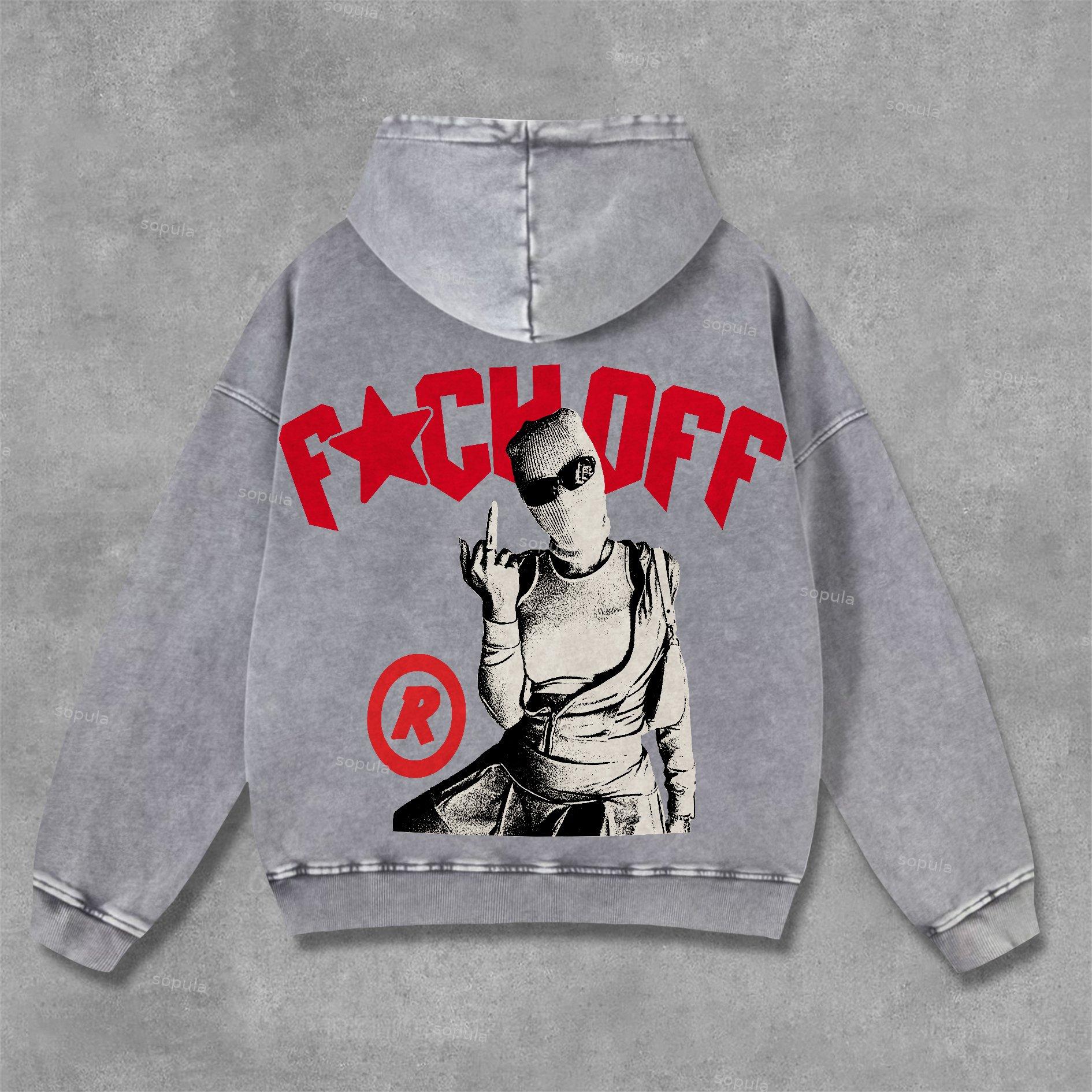 Sopula Vintage Y2k Street Graphic Washed Hoodie Product Image