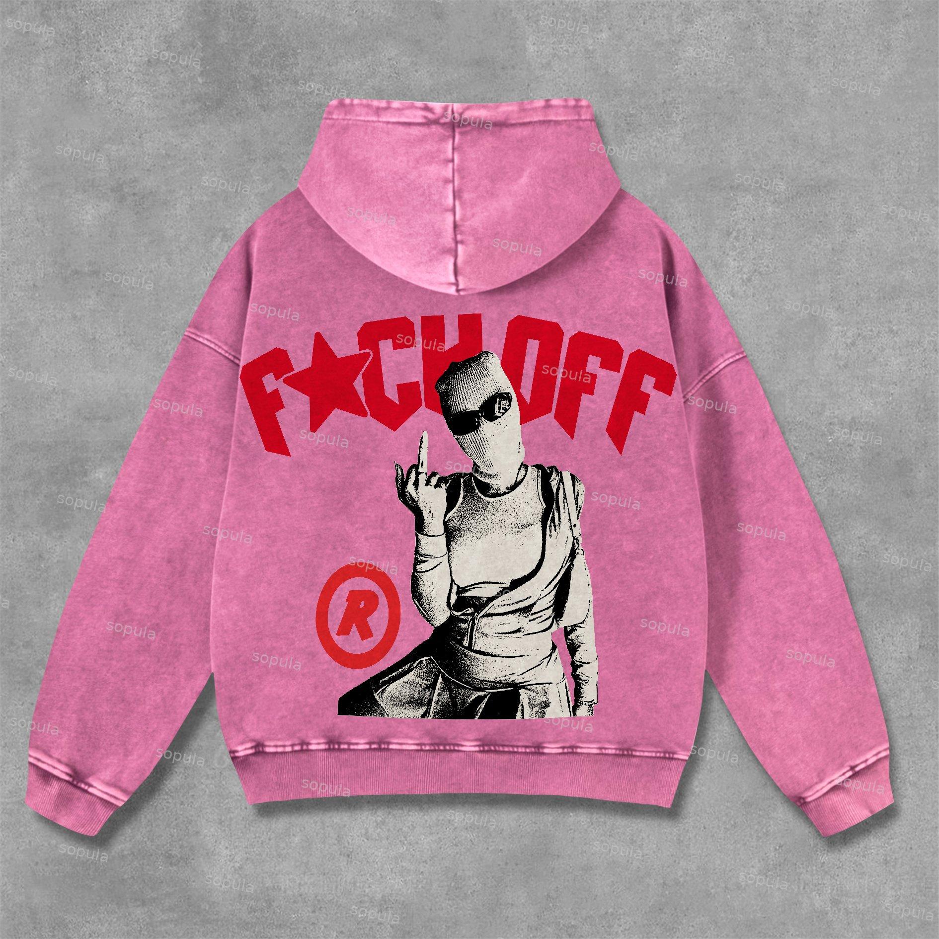 Sopula Vintage Y2k Street Graphic Washed Hoodie Product Image