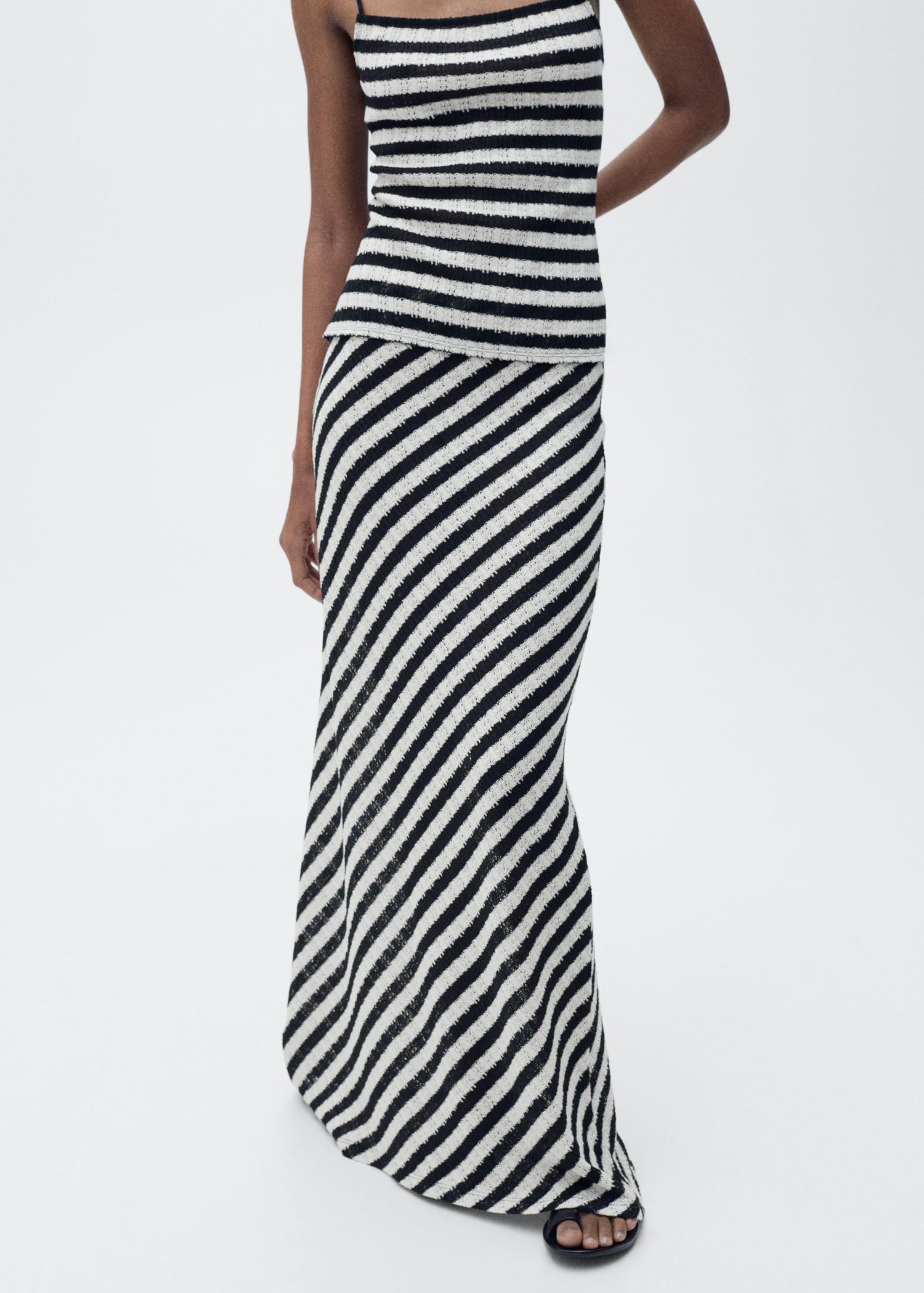 Long striped knitted skirt - Women | MANGO USA Product Image