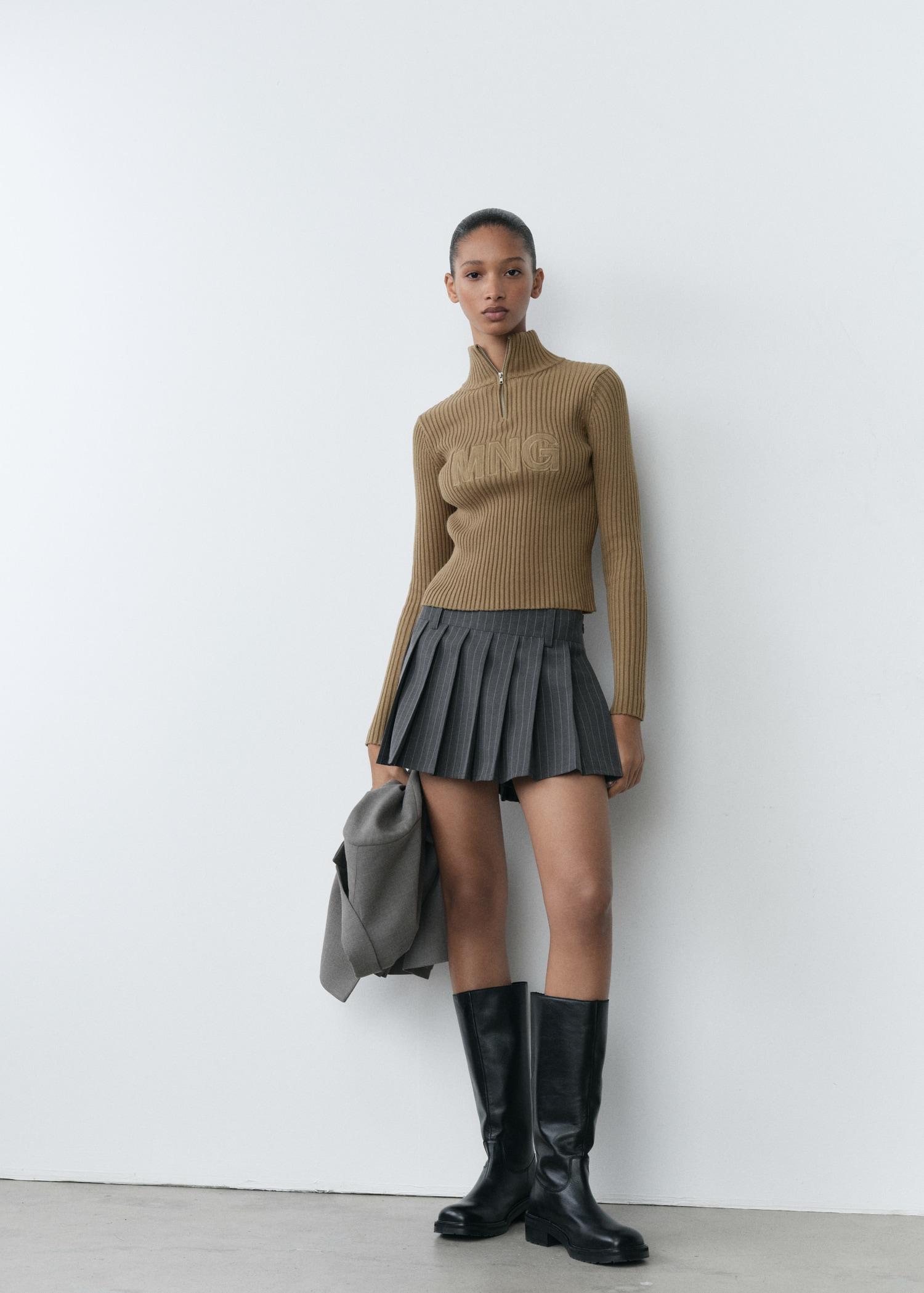 Perkins-neck sweater with logo - Women | MANGO USA Product Image