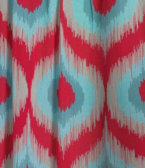 APNY Printed Crew Neck Long Sleeve Smocked Cuff Blouse Product Image