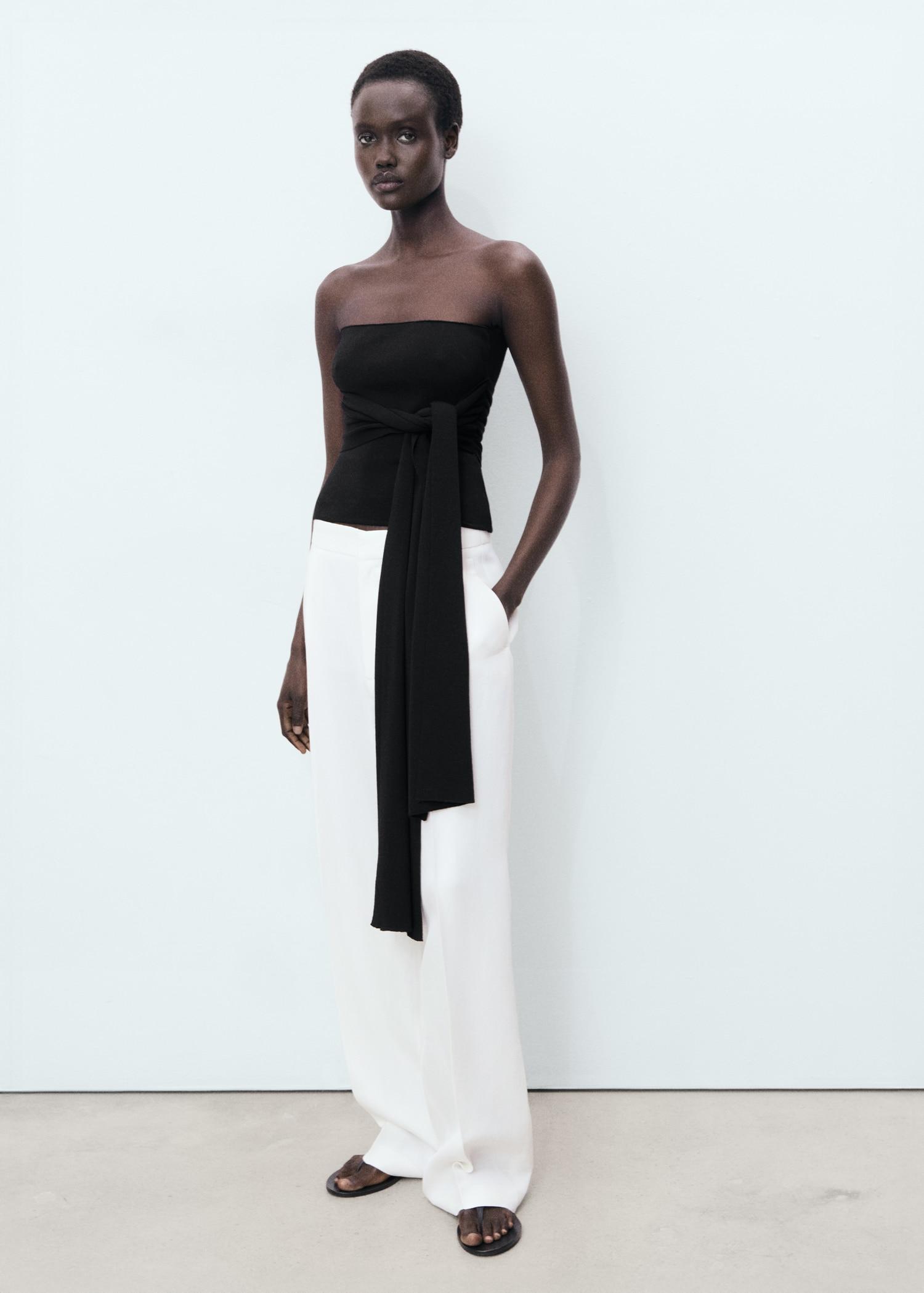 Linen-blend pleated pants - Women | MANGO USA Product Image