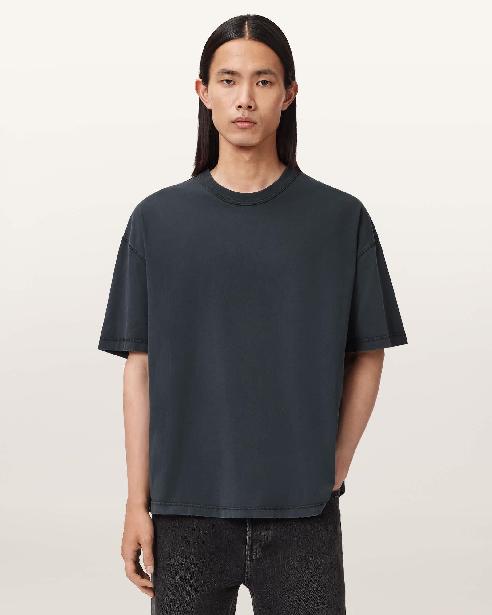 Cole Short Sleeve Boxy T-Shirt Washed Black | ALLSAINTS US Product Image