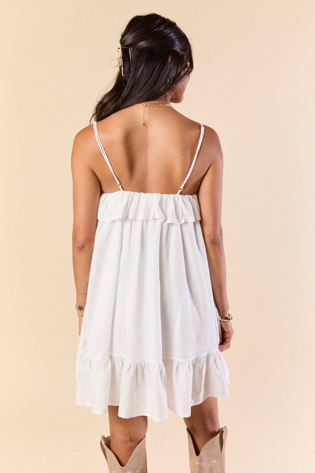 Clean Slate Ruffle Trim White Dress FINAL SALE Product Image