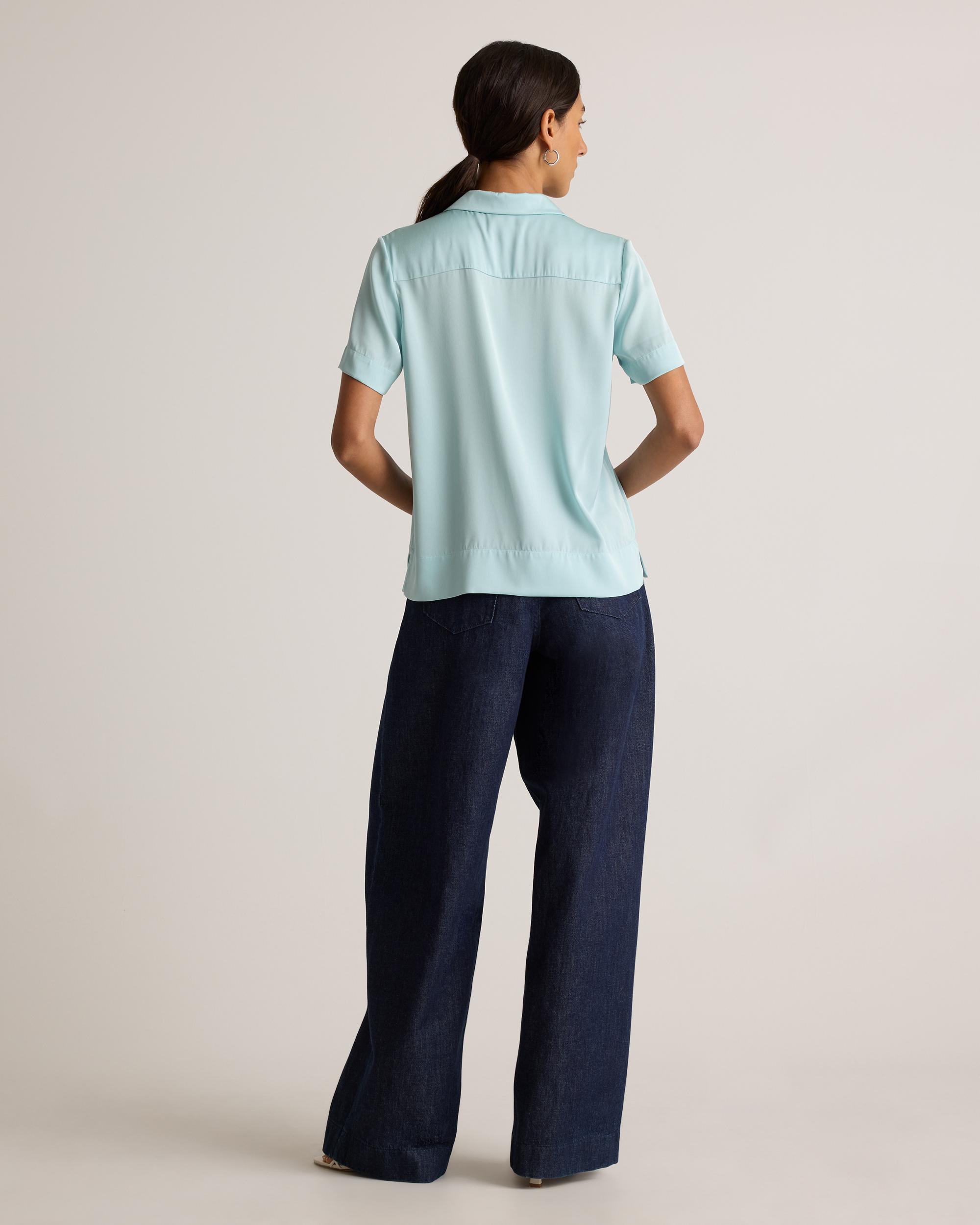 Quince | Women's Washable Stretch Silk Short Sleeve Notch Collar Blouse Size XS, Mulberry Silk Product Image