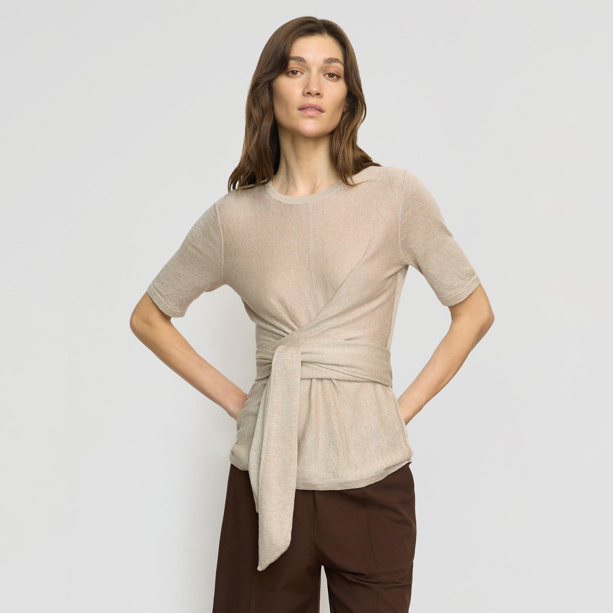 Lark Tie-Front Linen Sweater Product Image