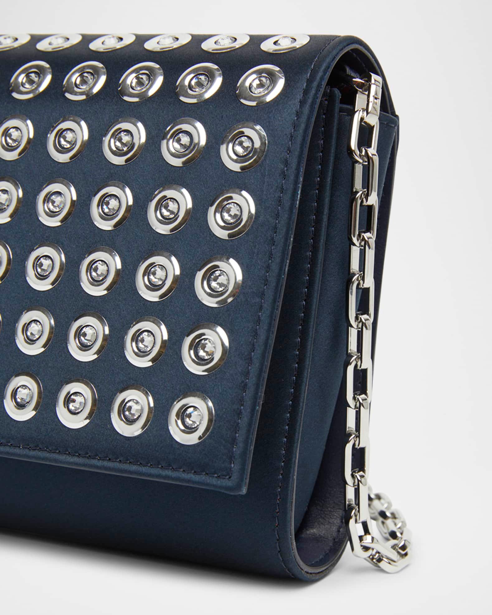 Paloma Mirror-Studded Chain Clutch Bag in Crepe Satin Product Image