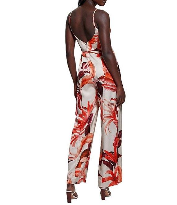 Guess Sana Tropical Printed Sleeveless Satin Jumpsuit Product Image