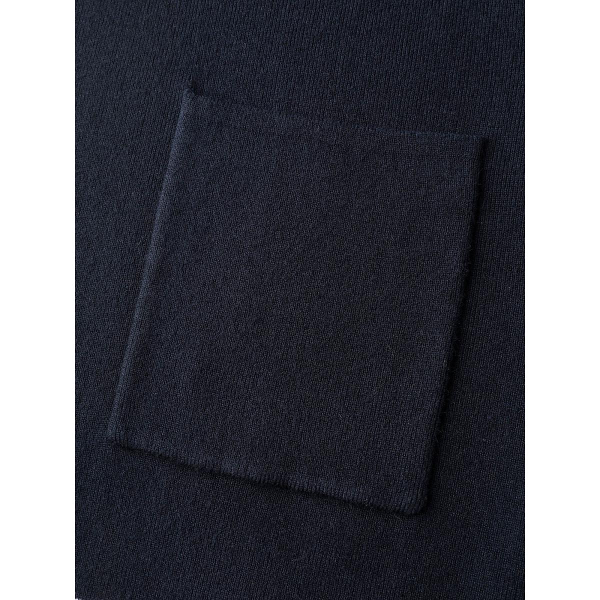 Plus Size Blazer Collar Pockets Color Contrast Knit Cardigan Midnight Women Office Loose Long Sleeve Office Cardigans BloomChic 12/L Product Image