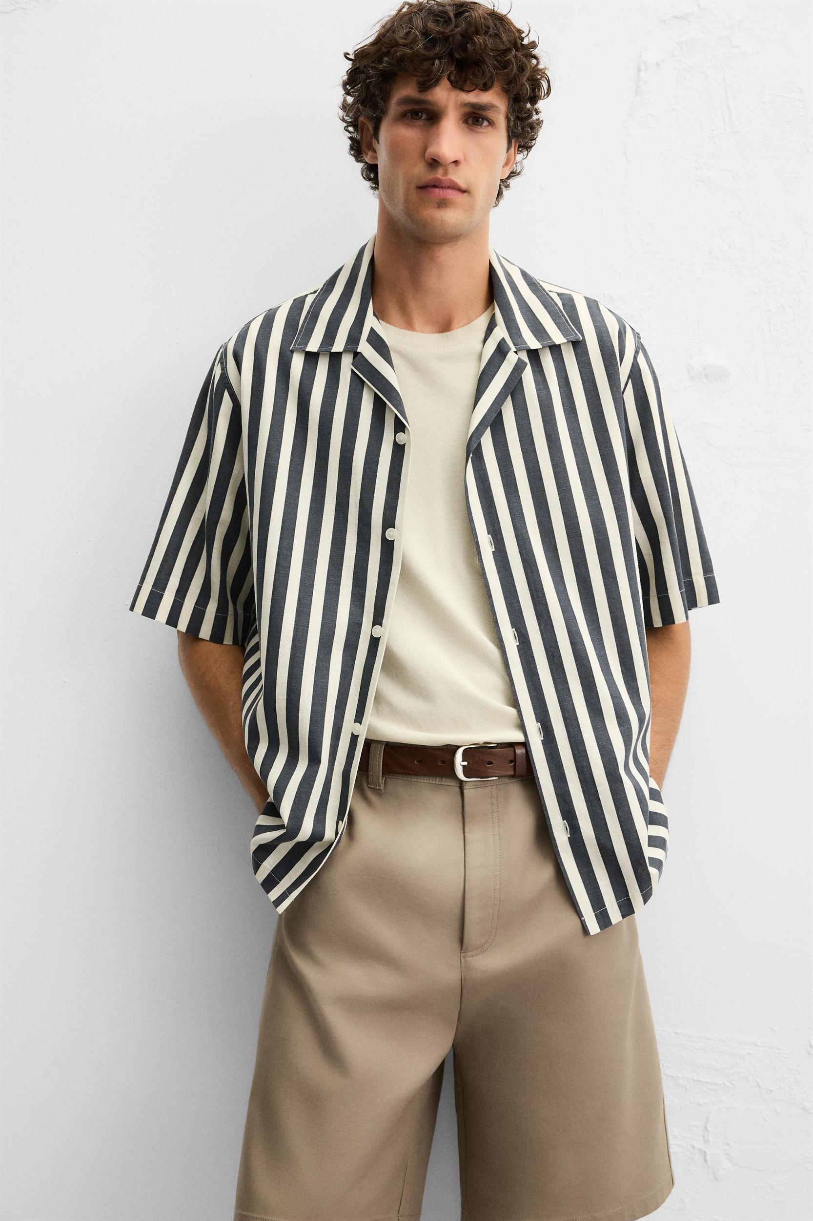 TEXTURED WEAVE STRIPED SHIRT Product Image