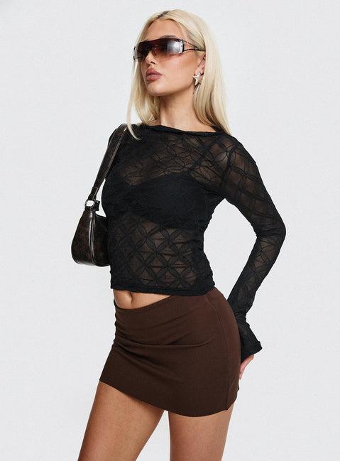 Karley Low Waist Mini Skirt Chocolate Tall Product Image