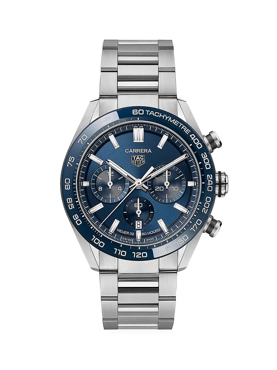 Mens Carrera 44MM Stainless Steel & Ceramic Bracelet Automatic Tachymeter Date Chronograph Watch Product Image