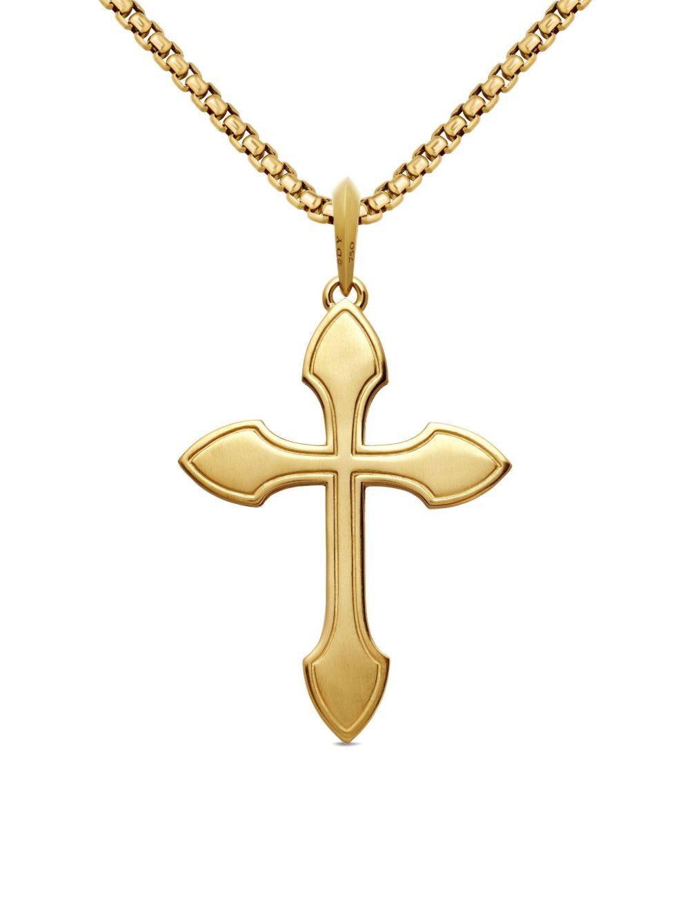 18kt yellow gold Gothic Cross diamond amulet (36.5mm) Product Image