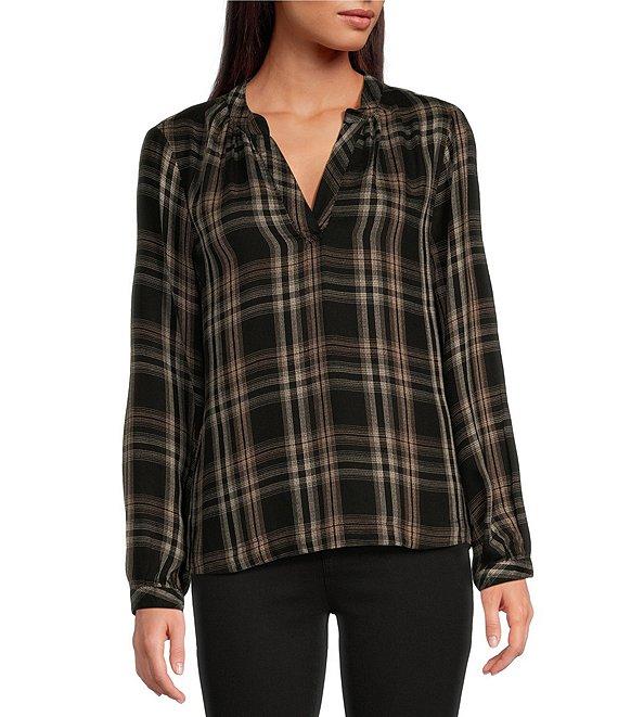 Cloth & Stone Split V-Neck Raglan Long Sleeve Pullover Top Product Image