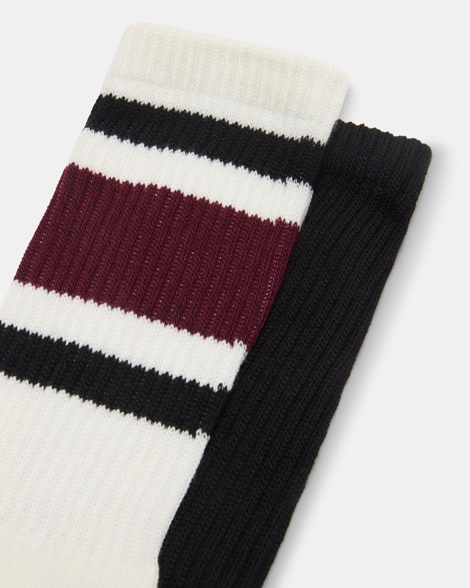 IVY 2 PACK STRIPE ATHLEISURE SOCKS CHERRY Female Product Image