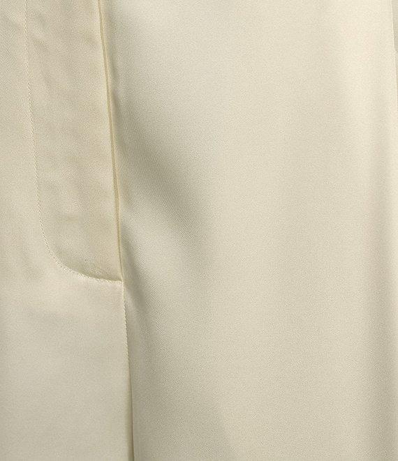 Le' AL.X Woven Satin High Rise Pleated Front Tall Cuff Full Length Wide Leg Coordinating Trousers Product Image