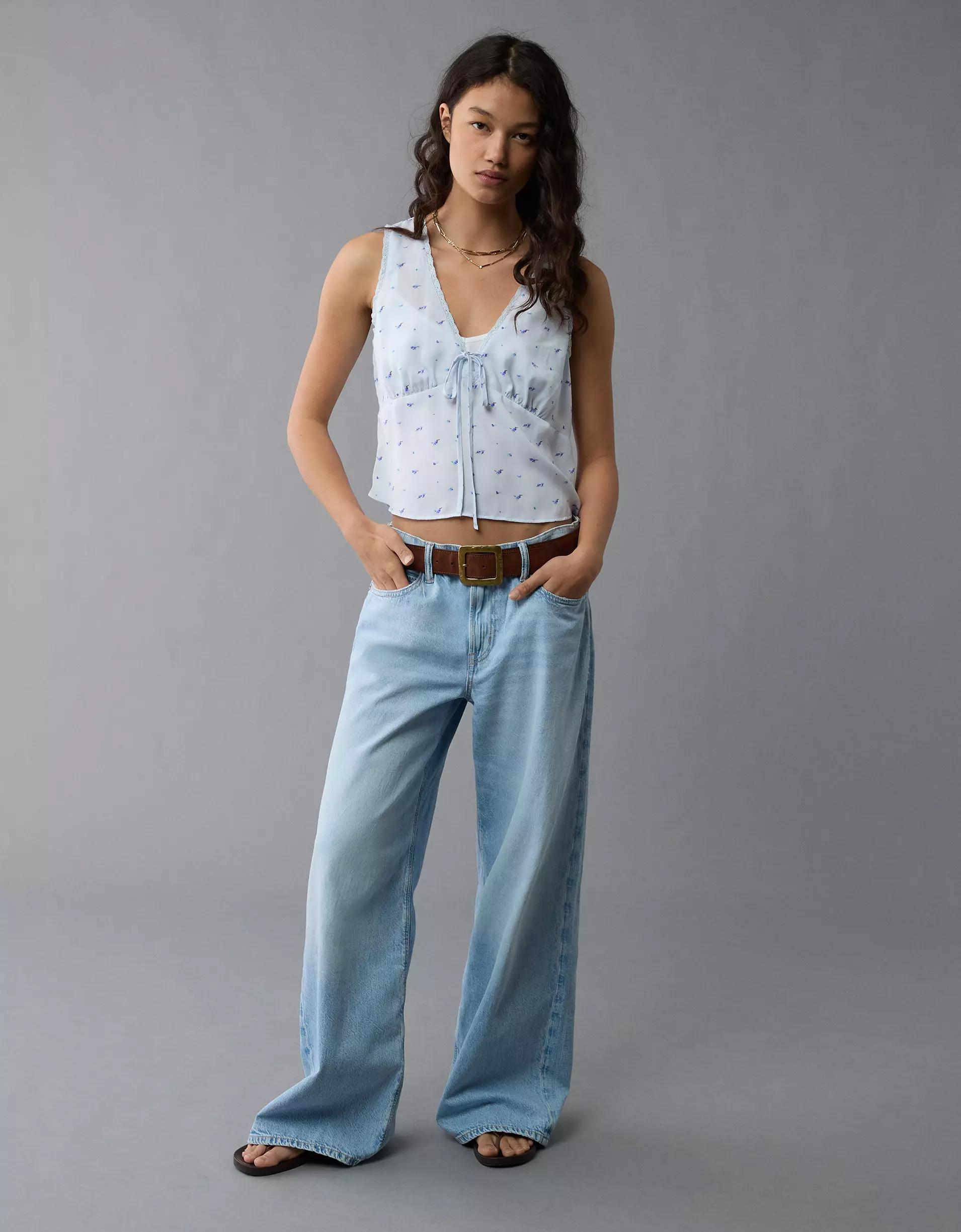 AE V-Neck Satin Slip Tank Top Product Image