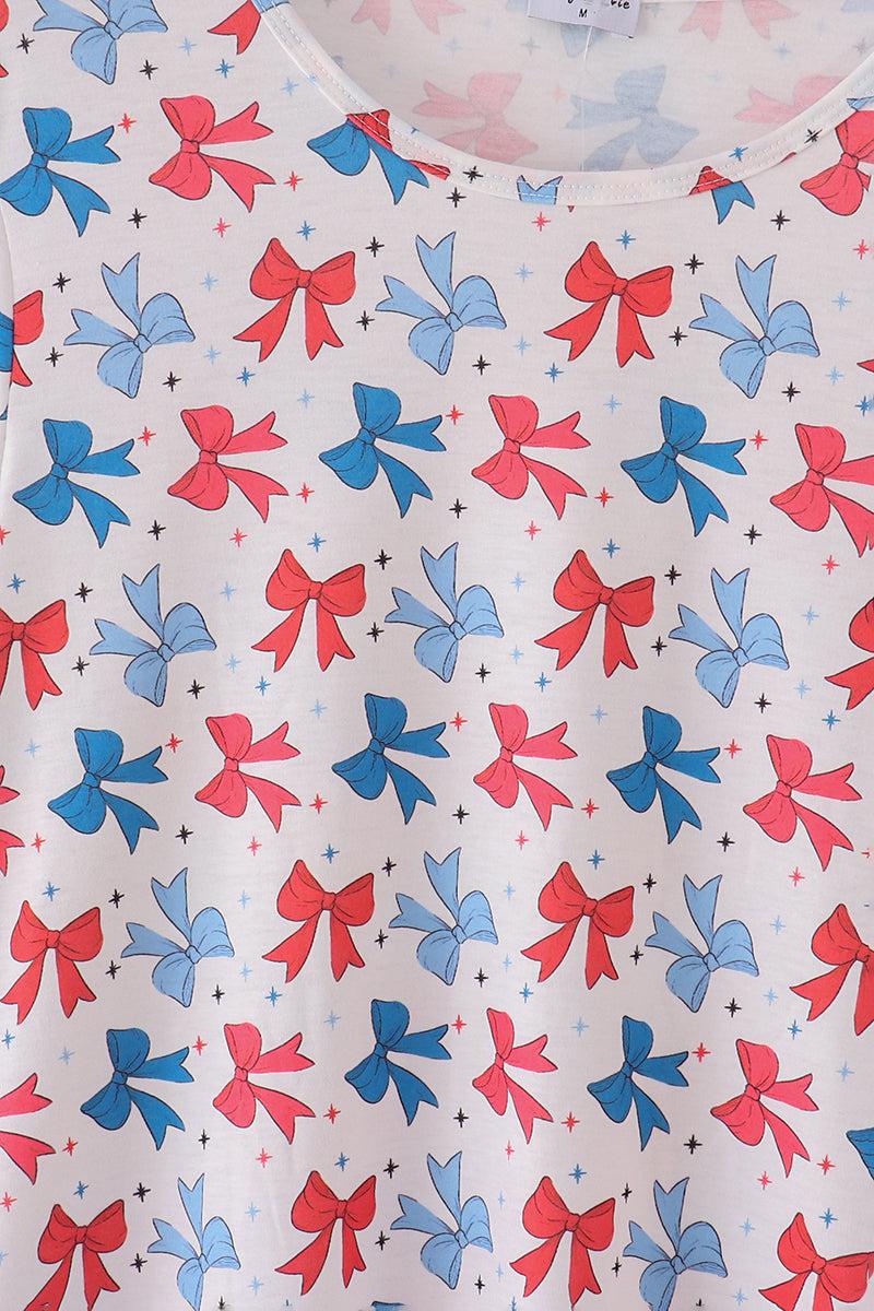 Bow applique print mom&me dress Product Image