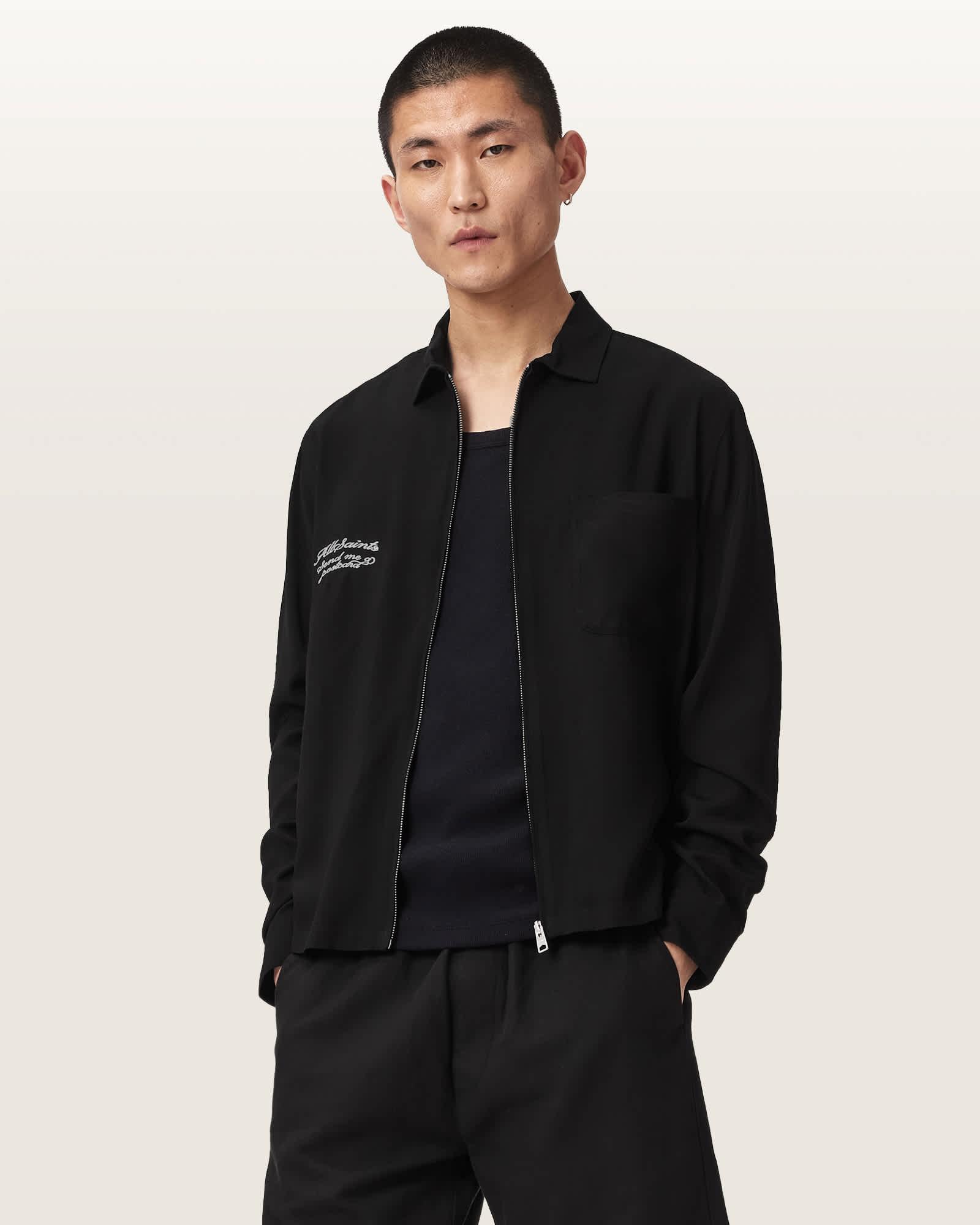 Buck Oversized Embroidered Long Sleeve Jacket SURGE BLACK | ALLSAINTS US Product Image