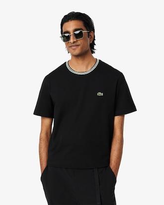 Men's Regular Fit Ribbed Collar Cotton T-Shirt Product Image