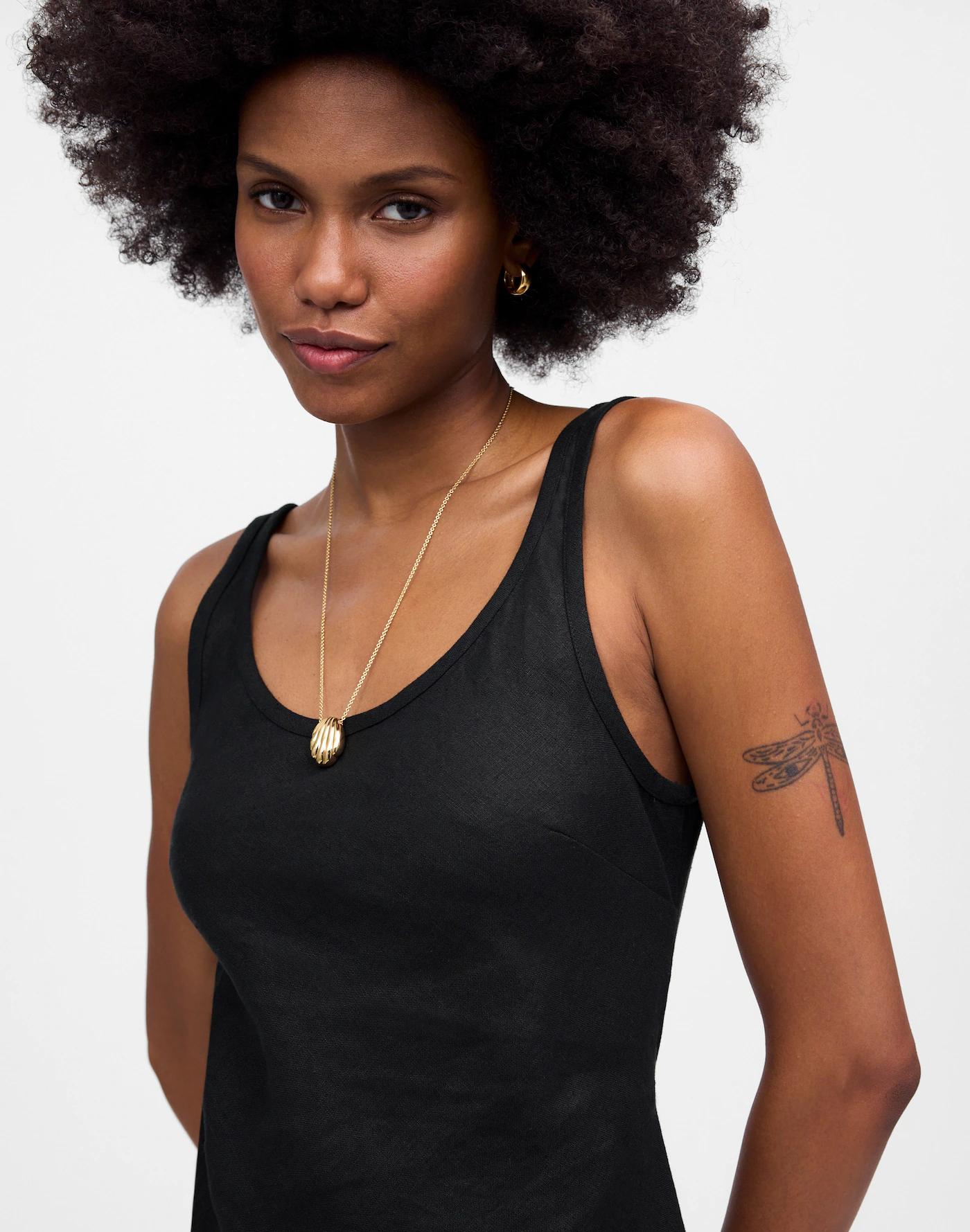 Scoopneck Sleeveless Midi Dress in 100% Linen Product Image