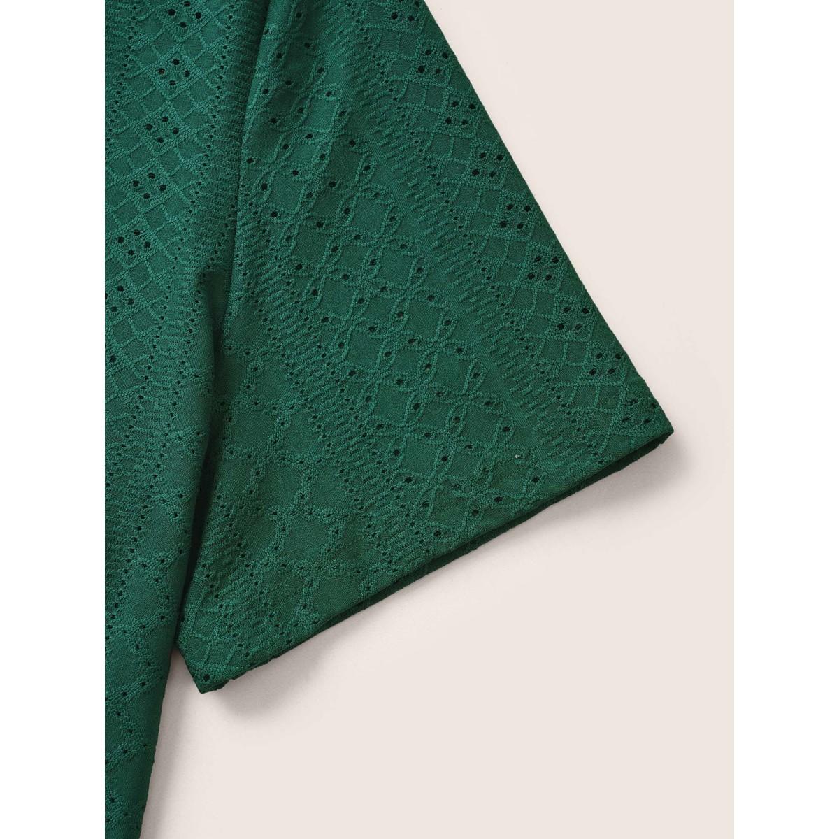 Plus Size Plain Textured Twist Back T-shirt DarkGreen Women Elegant Twist Round Neck Everyday T-shirts BloomChic 18-20/2X Product Image