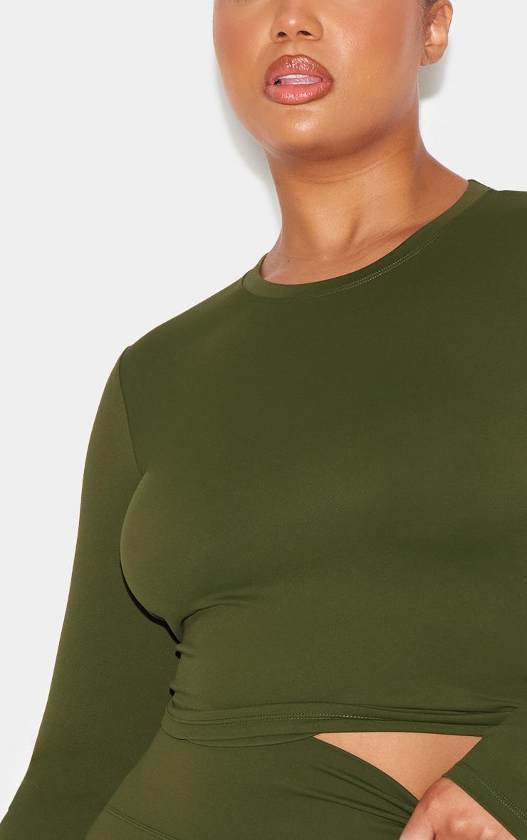Khaki Ultimate Sculpt Long Sleeve Crop Gym Top Product Image