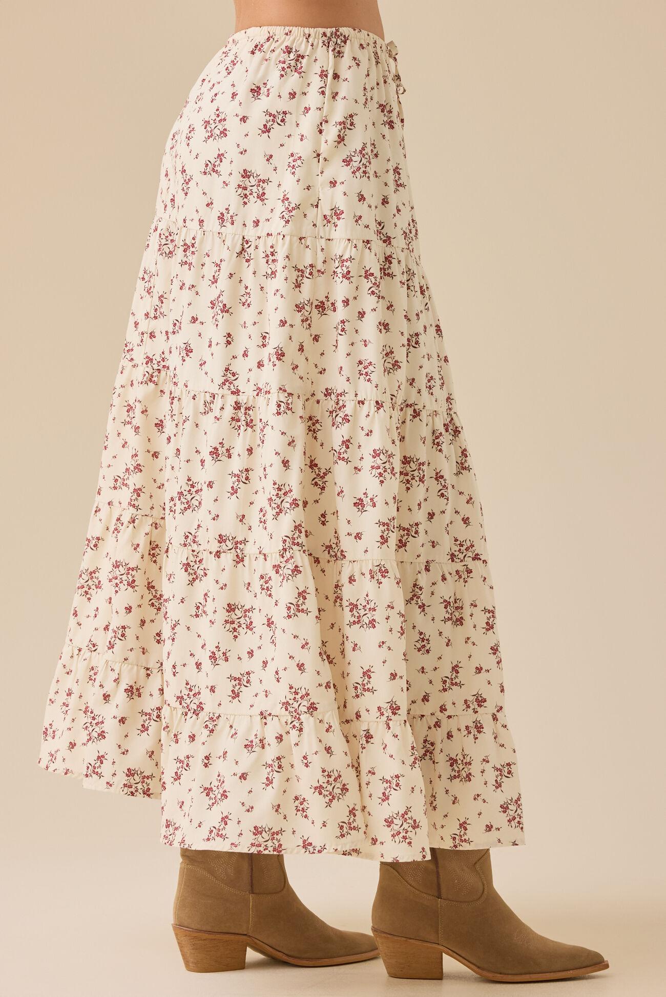 Phiona Floral Tie Waist Midi Skirt Product Image