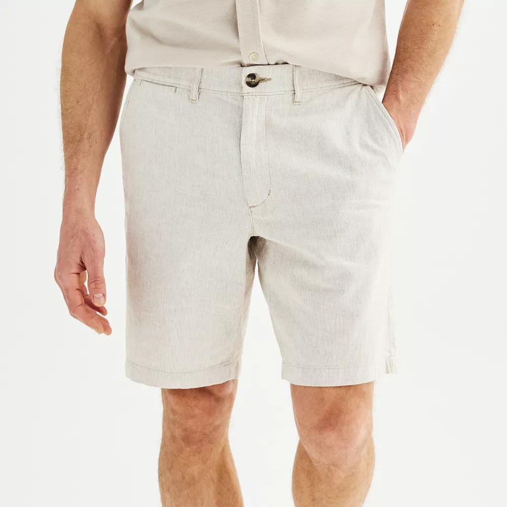 Men's Sonoma Goods For Life® 9" Flexwear Flat Front Shorts, Size: 29 9 IN, Beige Stripe Product Image