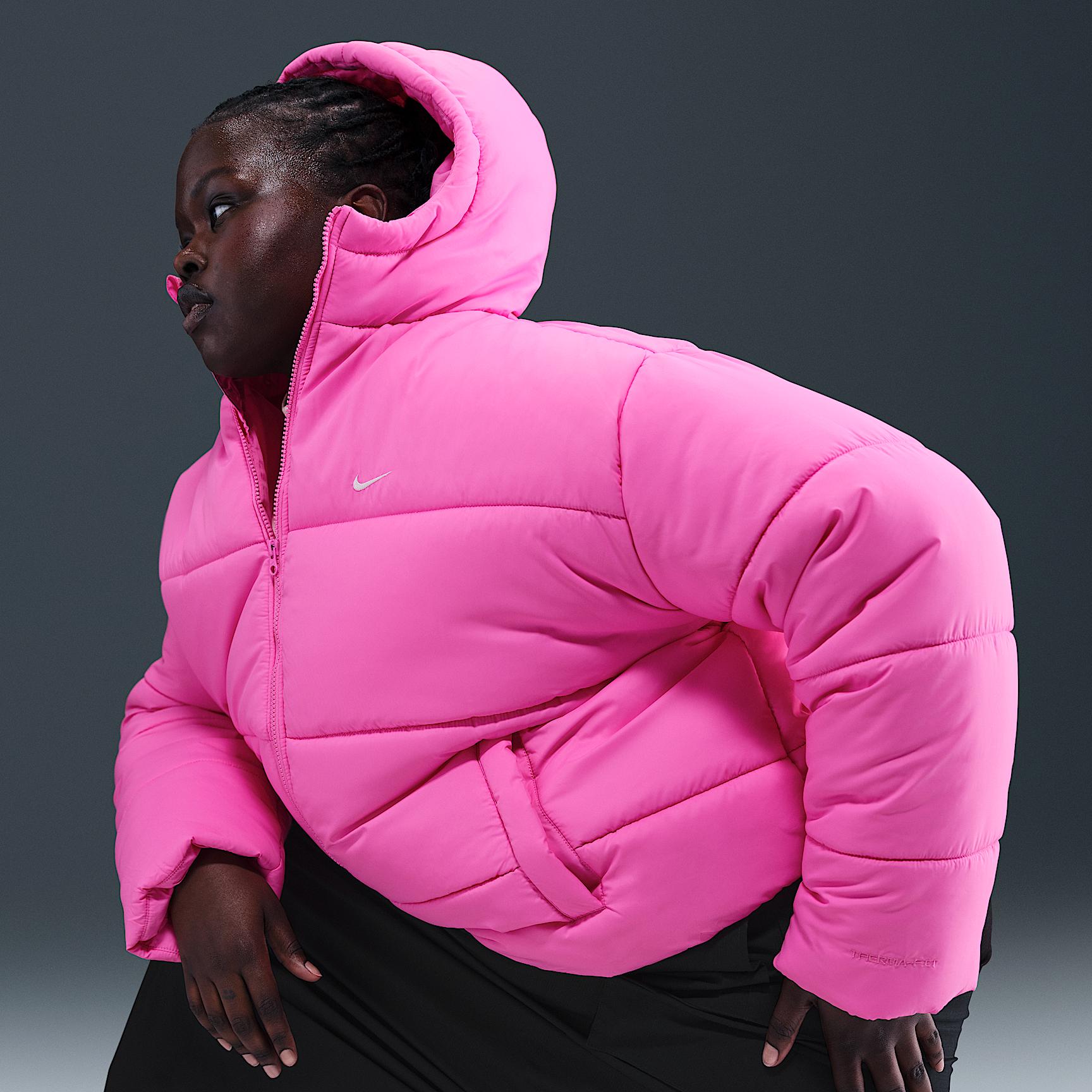 Womens Nike Sportswear Classic Puffer Therma-FIT Loose Hooded Jacket (Plus Size) | FZ5901-675 Product Image