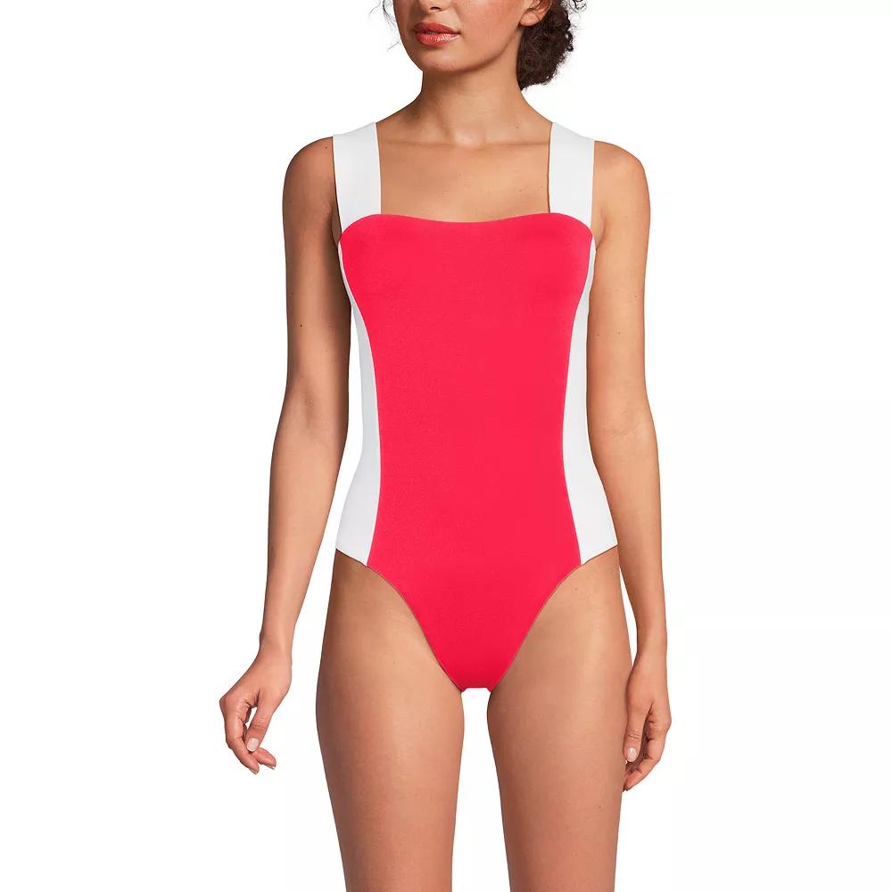 Women's Lands' End Square Neck High Leg One-Piece Swimsuit,  Product Image