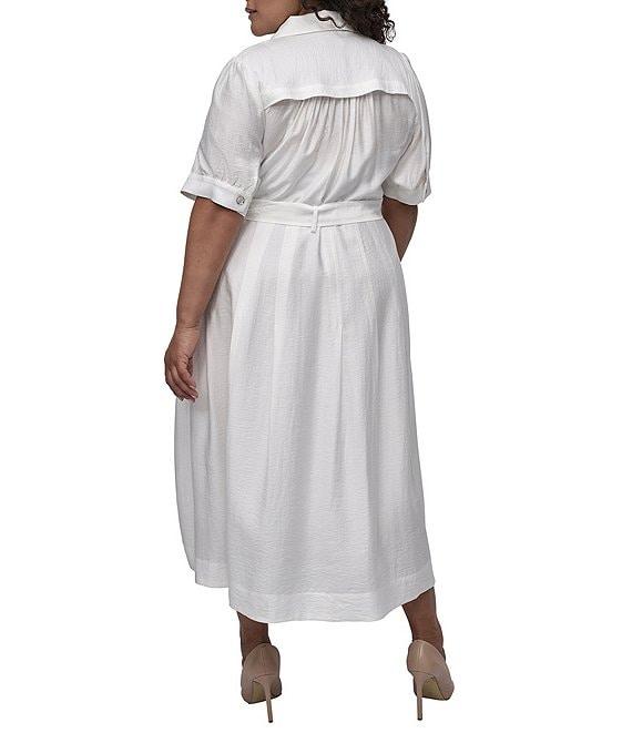 DKNY by Donna Karan Plus Size Short Sleeve Button Front Midi Dress Product Image