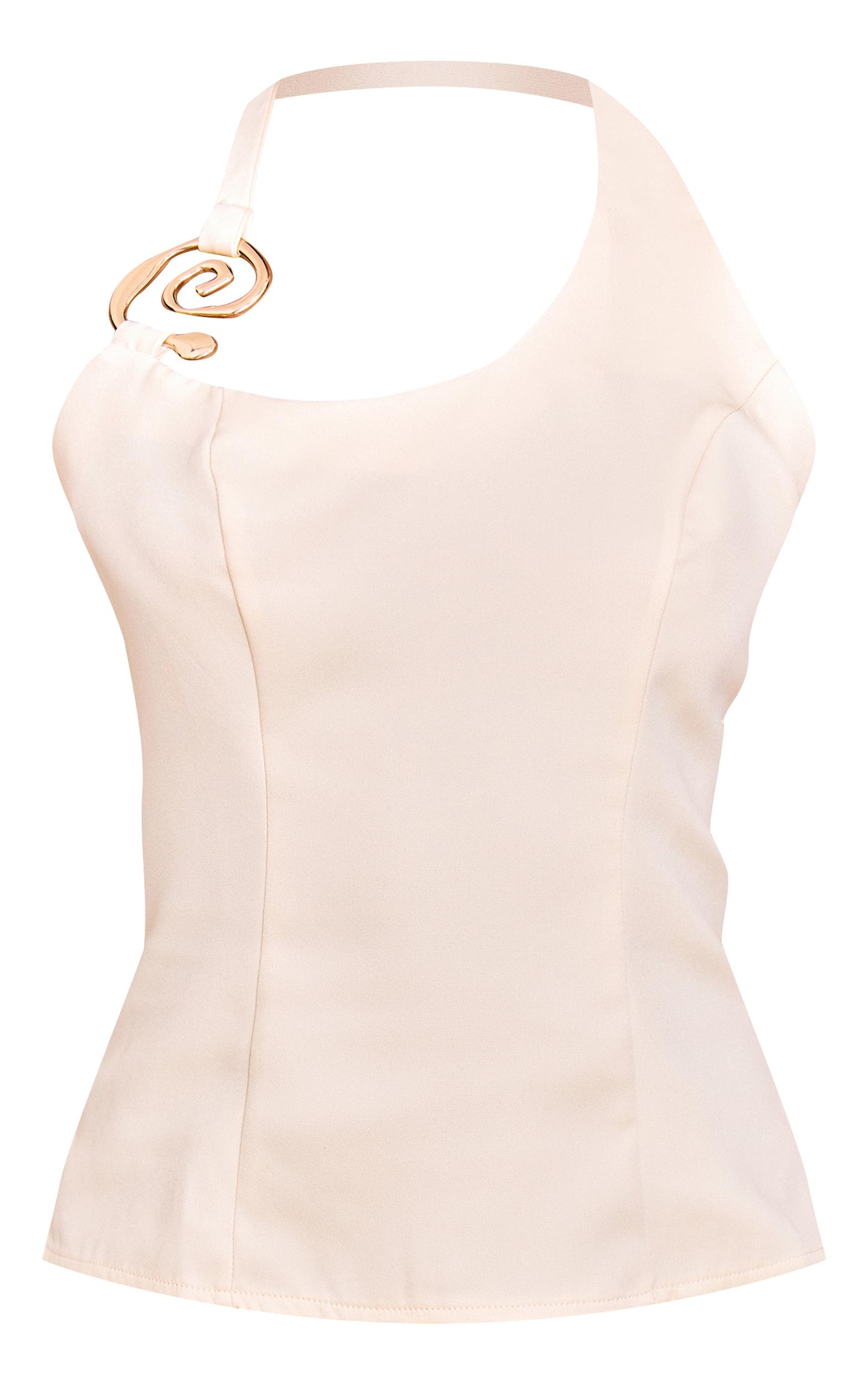 Cream Woven Hardware Long Top Product Image