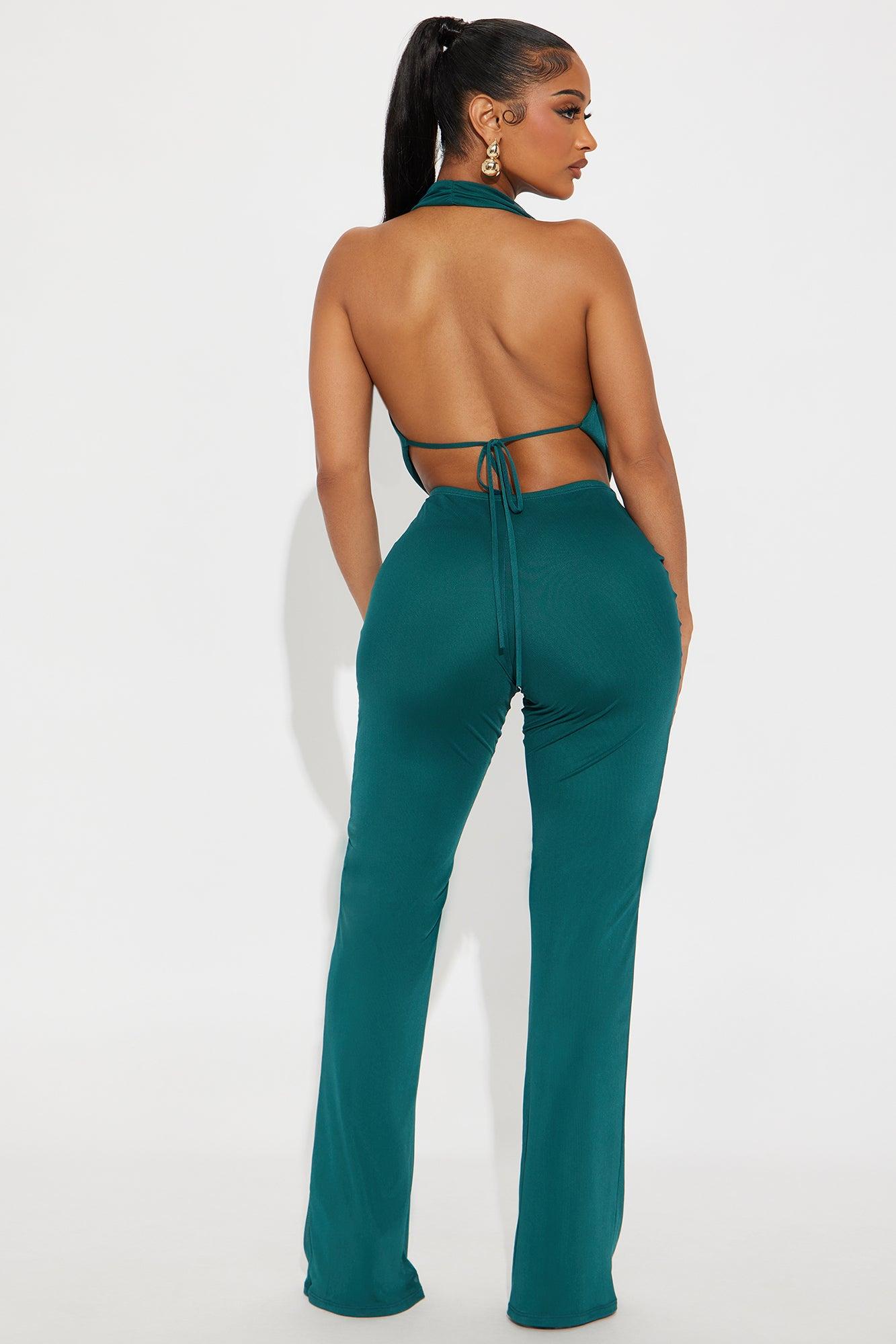 Best Behavior Mesh Halter Jumpsuit - Hunter Female Product Image