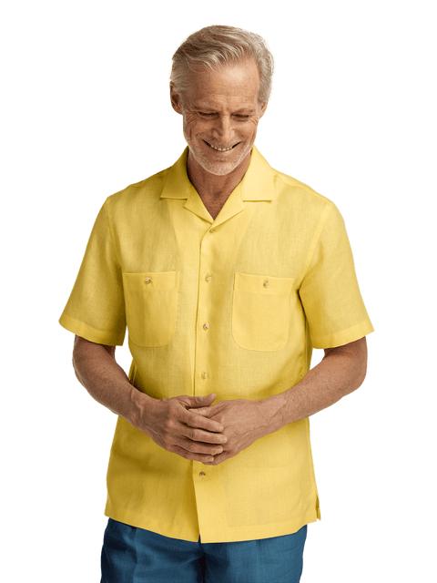 Linen Solid Casual Shirt - Yellow Product Image