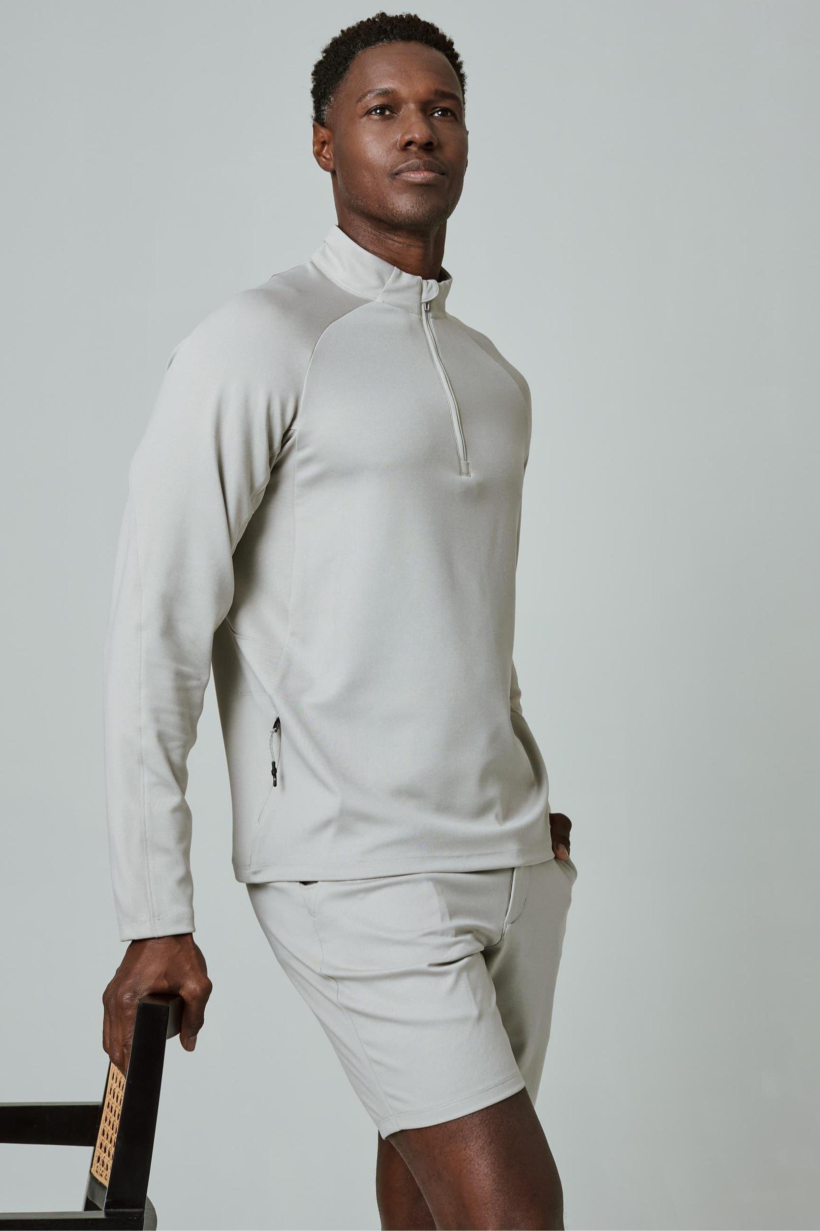 A Game Quarter Zip Pull Over - Tan Product Image