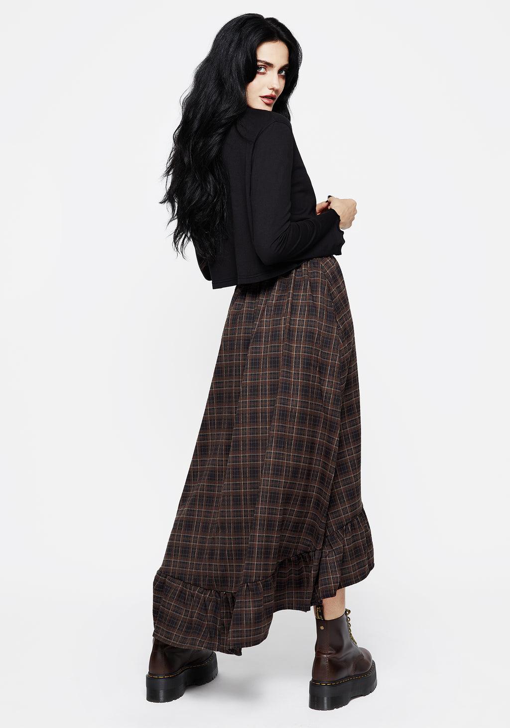 Embla Check Ruffle Maxi Skirt Product Image